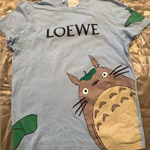 Loewe Light Blue Totoro Graphic Tee with Green Accents